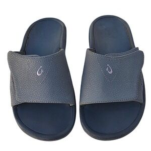 OluKai Nalu Slide Sandals Men's 8 Rock Black Comfort Shoes